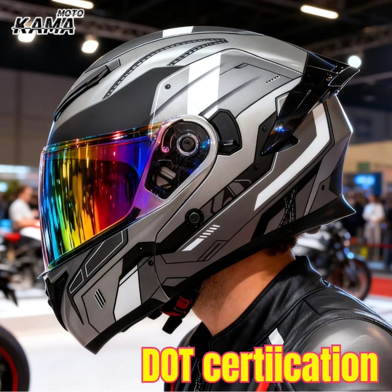 Modular Flip Up Motorcycle Helmet Dot Approved - หมวกกันน็อคมอเตอร์ไซค์ได้รับการรับรองมาตรฐาน DOT แบบสองชั้น ยกขึ้นได้ หมวกเต็มใบ สำหรับแข่งรถวิบากและมอเตอร์ครอส