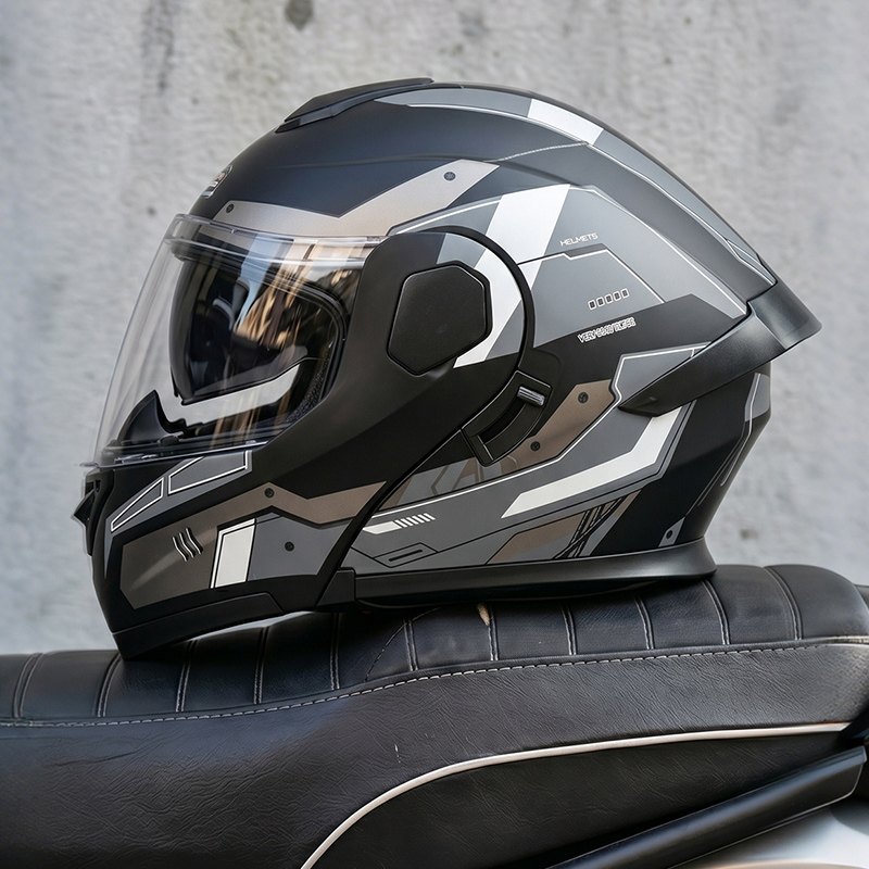 Full Face Motorcycle Helmet With Bluetooth - หมวกกันน็อคแบบเปิดหน้า Dot Certified Ad Factory พร้อมแผ่นบังแดดสองชั้น