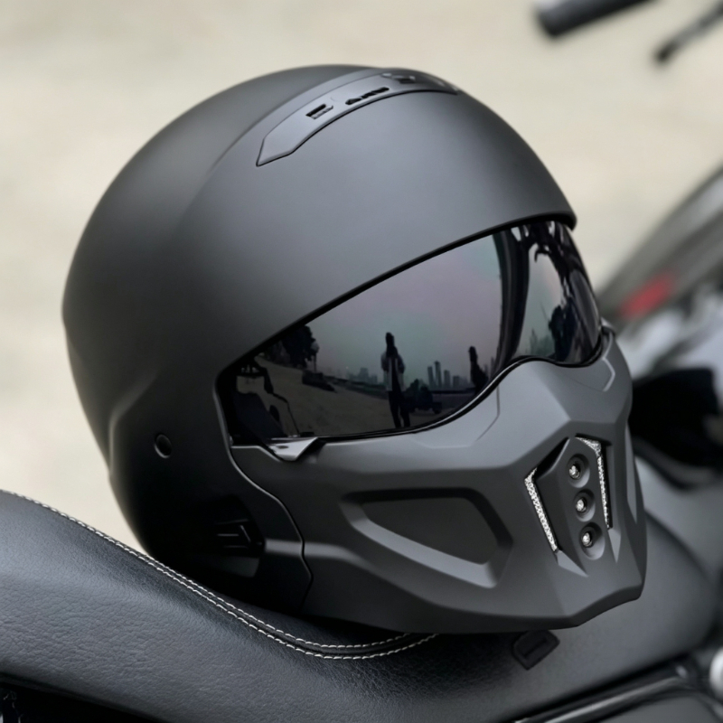 Full Face Motorcycle Helmet With Bluetooth - หมวกกันน็อคเต็มใบสำหรับรถจักรยานยนต์รุ่น Rugged Bright Black Scorpion ดีไซน์แข็งแรงทนทาน