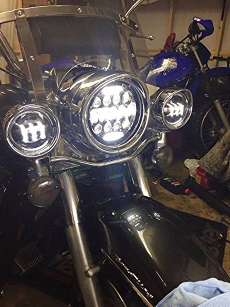ไฟหน้ารถจักรยานยนต์ LED ขนาด 7 - Universal Motorcycle Led Headlight Projector บทวิจารณ์และราคา