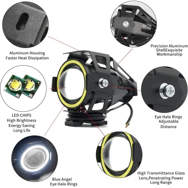 U7 LED เสริม Bright รถจักรยานย - Universal Motorcycle Led Headlight Projector บทวิจารณ์และราคา
