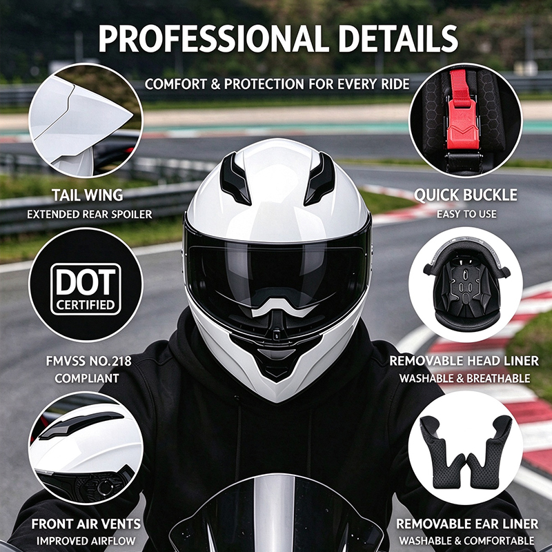 หมวกกันน็อคมอเตอร์ไซค์เต็มใบ ด - Dual Visor Motorcycle Racing Helmet บทวิจารณ์และราคา