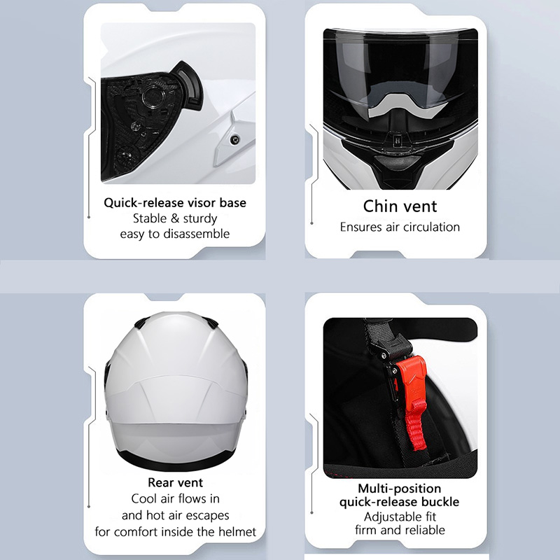 หมวกกันน็อคมอเตอร์ไซค์เต็มใบ ด - Dual Visor Motorcycle Racing Helmet บทวิจารณ์และราคา