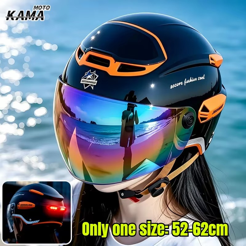 หมวกกันน็อคมอเตอร์ไซค์วินเทจแบ - Dual Visor Motorcycle Racing Helmet บทวิจารณ์และราคา