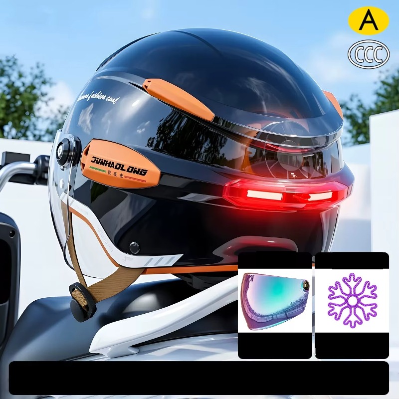 หมวกกันน็อคมอเตอร์ไซค์วินเทจแบ - Dual Visor Motorcycle Racing Helmet บทวิจารณ์และราคา